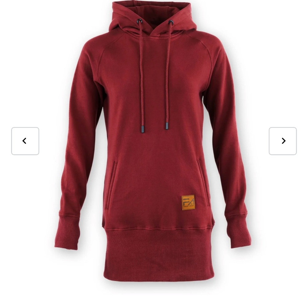 Women's Longline Hooded Pullover Sweatshirt - Red